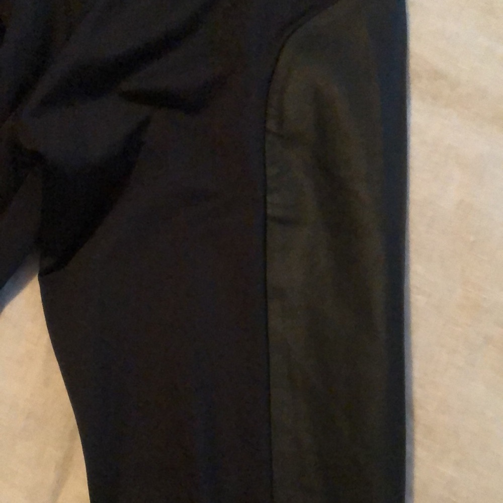 Kensie Shiny Black Leggings w/Faux Leather Panel - Picture 6 of 9